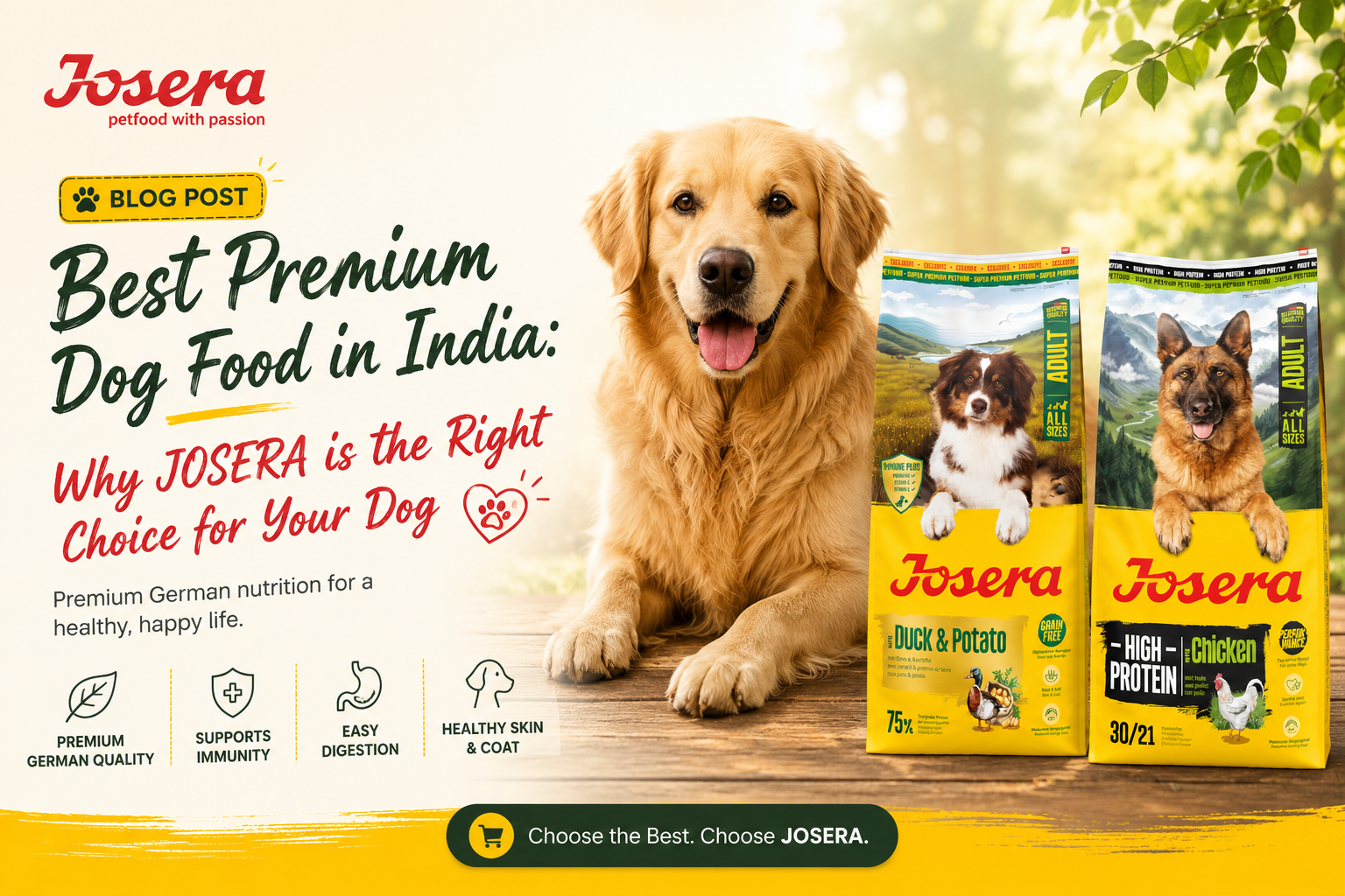Best dog food in India Premium dog food JOSERA dog food Grain-free dog food High protein dog food Dog food for adult dogs German dog food brand Healthy dog food Dog nutrition Premium pet food India